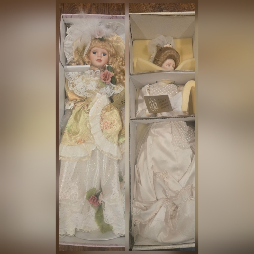 2 Collectible Porcelain Dolls: Crimson Collection and Franklin Heirloom
